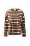 Slouchy Long Sleeve  Tee, CHALK/CHOC RETRO STRIPE - alternate image 2