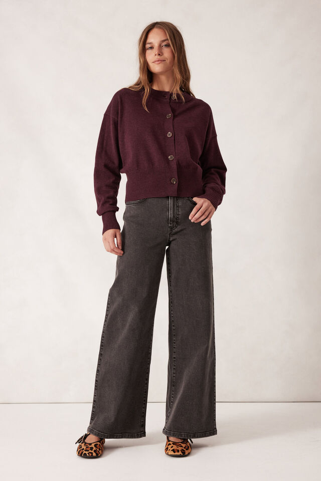Soft Crew Cardi, WINE