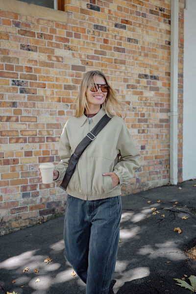 Annie Bomber Jacket, ASH GREEN