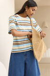 Stevie Slouchy Tee, BUTTER/TOFFEE/FRESH BLUE STRIPE - example image 4