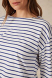 Slouchy Long Sleeve Boat Neck Tee, COLLEGE BLUE STRIPE - alternate image 4