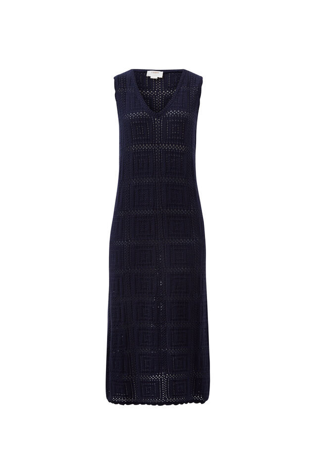 Square Knit Midi Tank Dress, NEW NAVY