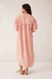 Crinkle Midi Dress, CORAL WHITE GINGHAM - alternate image 4