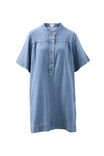 Half Placket Tunic Dress, BLUE HERRINGBONE - alternate image 2