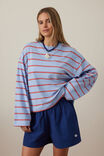 Beau Long Sleeve Slouchy Tee, CHINA BLUE/VINTAGE RED DOUBLE STRIPE - alternate image 6