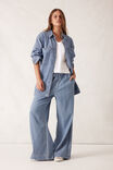Goldie Longline Denim Shacket, BLUE HERRINGBONE - alternate image 4