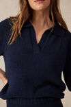 Short Sleeve Collared Beach Knit, NEW NAVY - alternate image 4