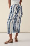 Midi Wrap Skirt, NATURAL WITH NAVY JACQUARD ORGANIC COTTON - alternate image 5