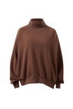 Hildie High Neck Slouchy Crew, CHOCOLATE - example image 2