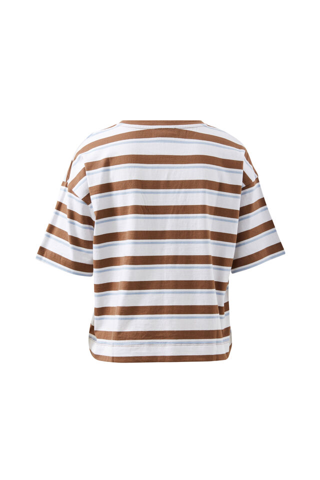 Boa Boxy Pocket Tee, WHITE/MILK CHOC CHALK STRIPE