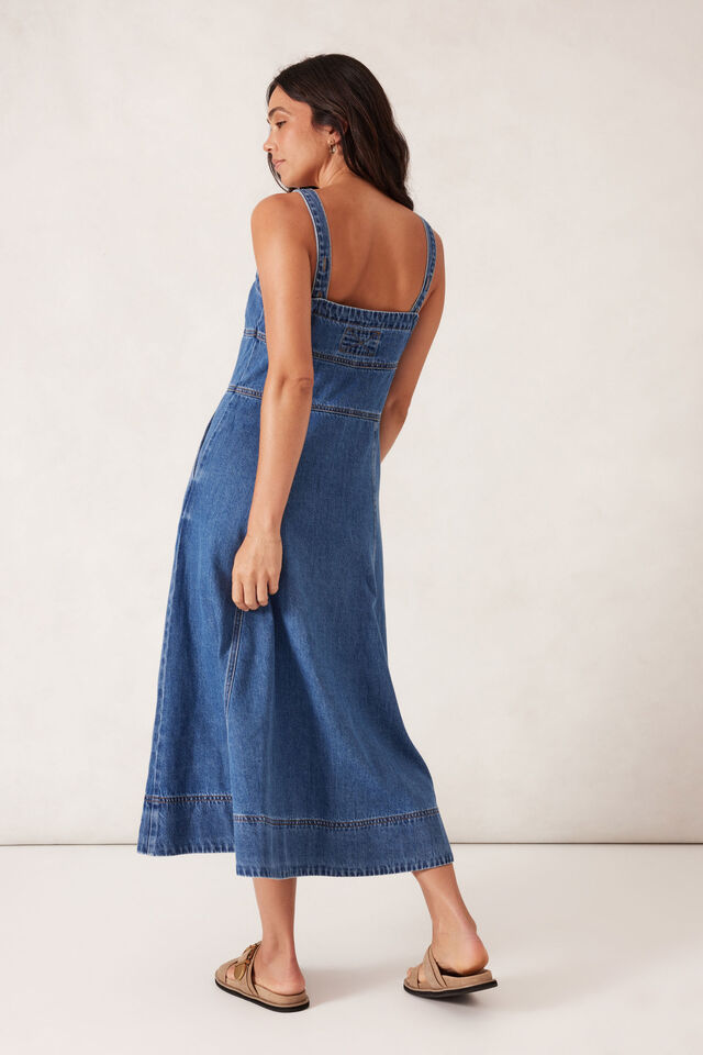 Strappy Seamed Midi Dress, FRESH INDIGO