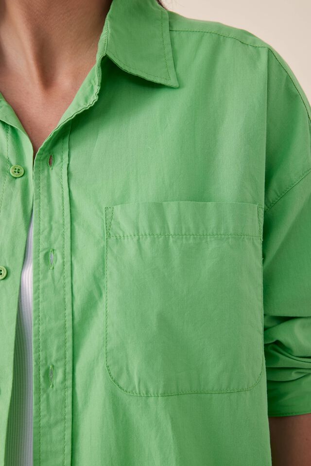 Oversized Poplin Shirt, SPLASH GREEN ORGANIC COTTON