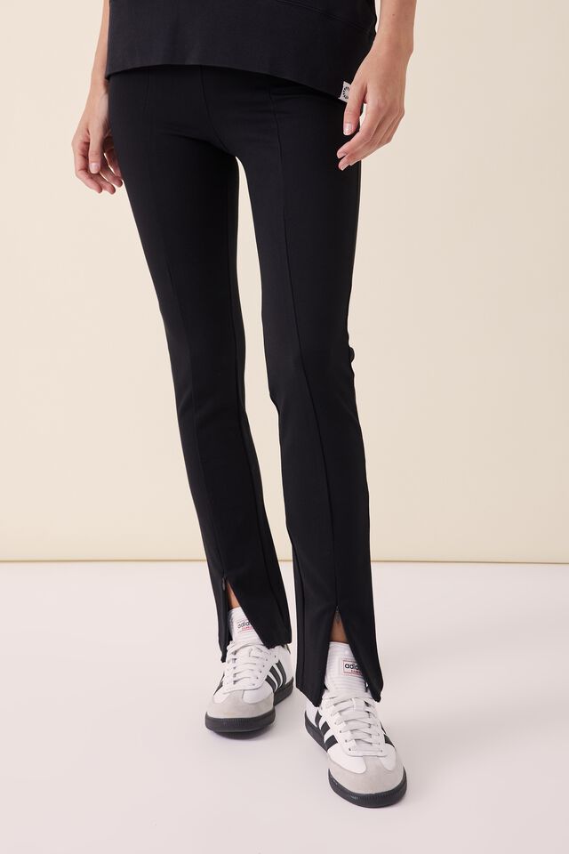 Ponte Split Hem Pant, BLACK