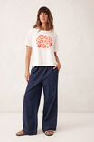 Stevie Slouchy Split Hem Tee, VANILLA/ RED PAPERCUT LOGO - alternate image 5