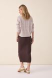 Knit Midi Skirt In Organic Cotton, BITTER CHOCOLATE - alternate image 3