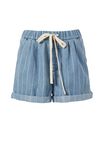 Baggy Everyday Short In Rescued Fabric, LONG BLUE STRIPE - alternate image 2