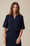 Short Sleeve Collared Beach Knit, NEW NAVY - alternate image 6