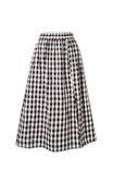Midi Skirt In Cotton Linen Blend, BLACK WHITE GINGHAM - alternate image 2