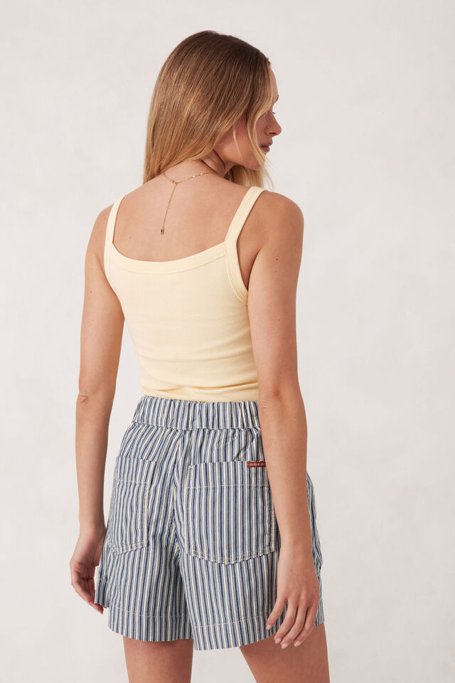 Square Neck Rib Singlet, SUNNY YELLOW