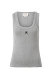 Contour Rib Scoop Tank, GREY MARLE/ BLACK EMBROIDERY - alternate image 2