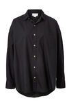 Oversized Poplin Shirt, BLACK ORGANIC COTTON - alternate image 2