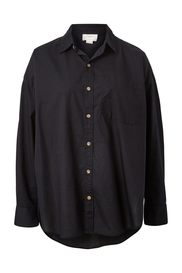 Oversized Poplin Shirt, BLACK ORGANIC COTTON