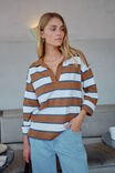 Shelby Slouchy Rugby Top, TOFFEE/WHITE/HERITAGE NAVY - alternate image 1