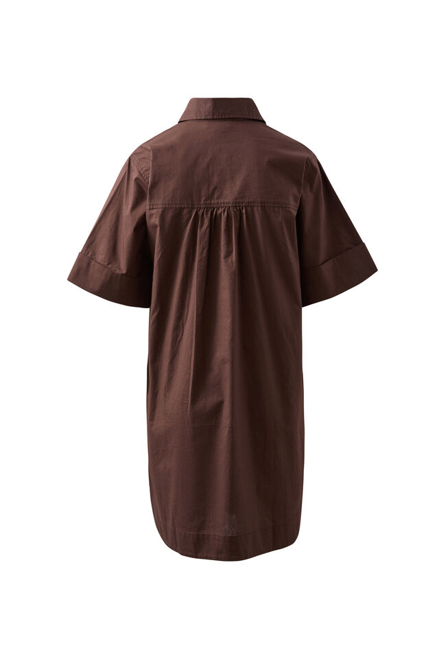 Sara Mini Shirt Dress, CHOCOLATE