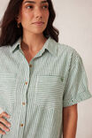 Rolled Cuff Midi Shirt Dress, WINTER GREEN BRIGHT WHITE STRIPE - alternate image 4