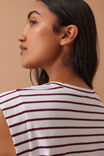 Extended Shoulder Tee, WHITE/POMEGRANATE STRIPE - alternate image 5