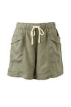 Panelled Pull On Short, KHAKI LINEN - alternate image 2