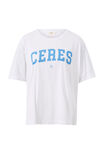 Stevie Slouchy Split Hem Tee, WHITE/CERES VARISTY POOL BLUE - alternate image 2