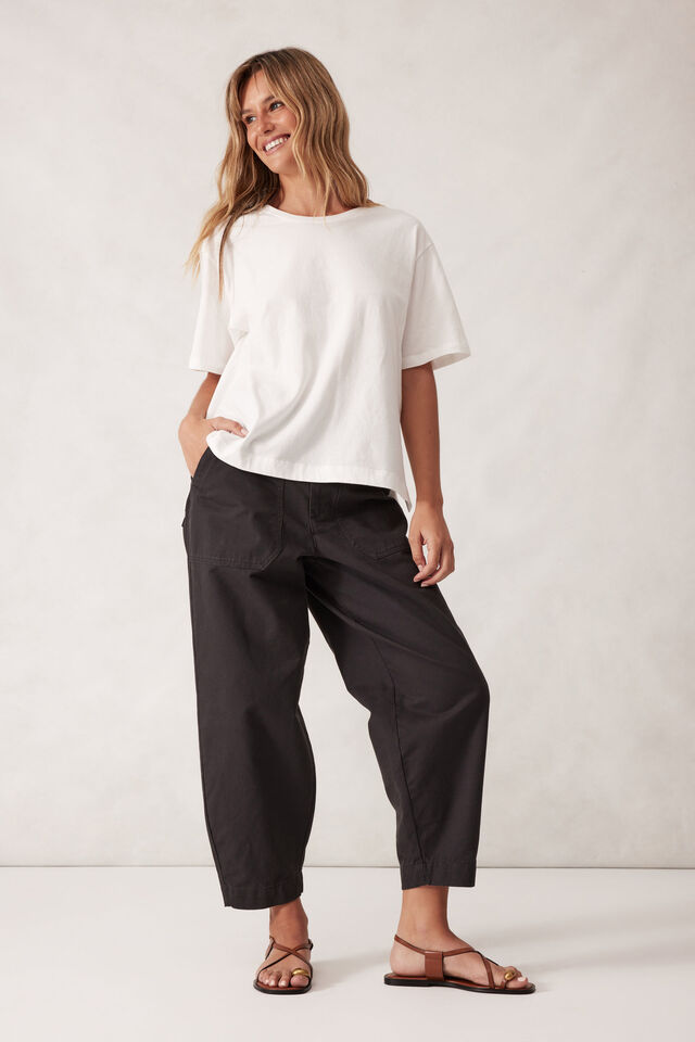 Stevie Slouchy Split Hem Tee, VANILLA