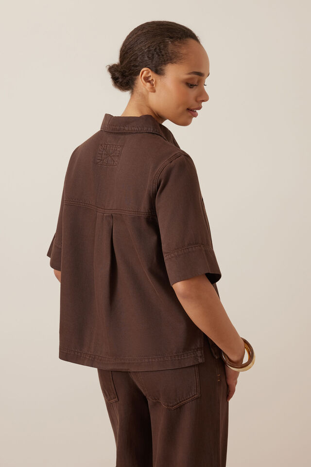 Noa Short Sleeve Shirt, CHOCOLATE