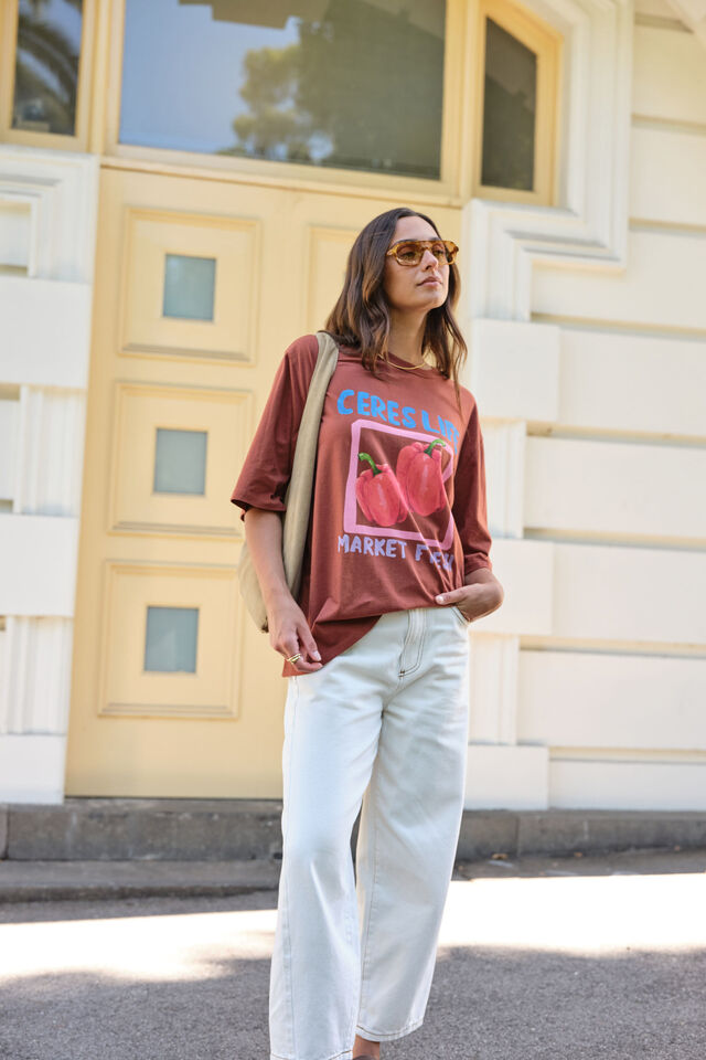 Liv Oversized Tee, GINGER/FARMERS MARKET