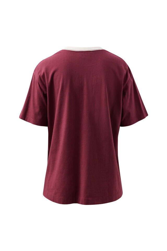 Stevie Slouchy Tee, WASHED BURGUNDY/CLUB LOGO
