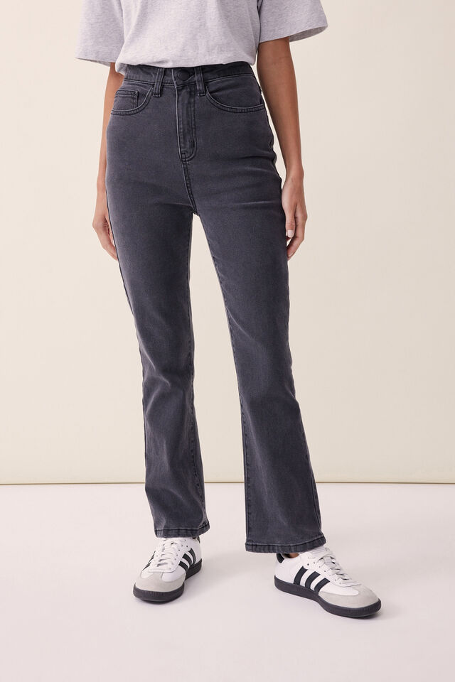 Cropped Kick Flare Jean In Organic Cotton, WASHED BLACK