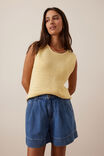 Billie Pleat Front Short, WASHED INDIGO - alternate image 6