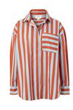 Oversized Poplin Shirt, DUSTY SKY/RUST STRIPE - alternate image 2