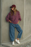Beau Long Sleeve Slouchy Tee, WASHED BURGUNDY/SKY BLUE - alternate image 4