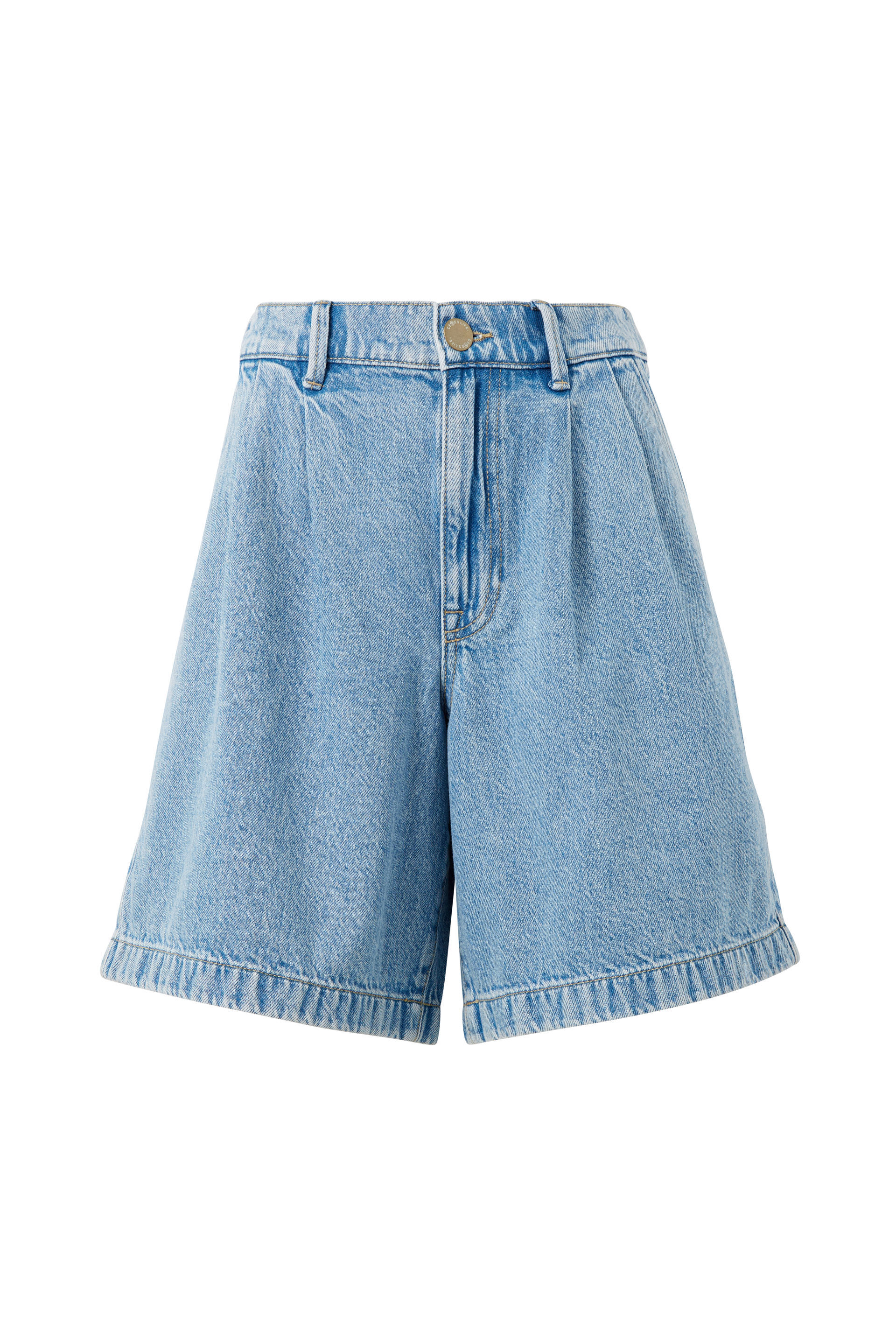 Pleated denim shorts best sale
