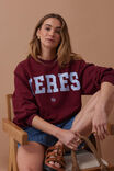Isla Oversized Slouchy Crew, BURGUNDY BLUE HERITAGE LOGO - alternate image 4