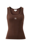 Zoe Contour Rib Scoop Tank, CHOCOLATE/MONOGRAM EMBROIDERY - example image 2