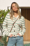ECRU/KELLY GREEN STRIPE