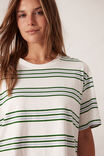 Stevie Slouchy Split Hem Tee, VANILLA/WINTER GREEN RETRO STRIPE - alternate image 5