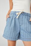 Baggy Everyday Short In Rescued Fabric, LONG BLUE STRIPE - alternate image 4
