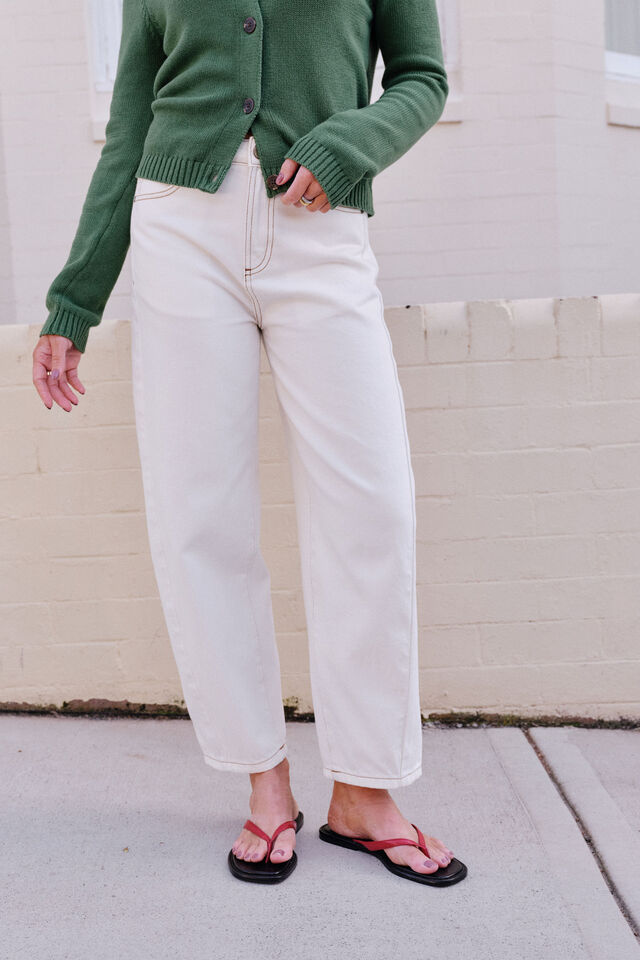 Leah Tapered Barrel Jean, FRESH ECRU