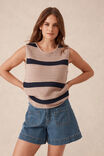 Mesh Knit Tank, STRING/NEW NAVY STRIPE - alternate image 1