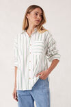 Peta Oversized Shirt, GRASS FINE TWIN STRIPE - alternate image 4
