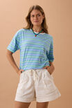 Boa Boxy Pocket Tee, POWDER/ZESTY GREEN STRIPE - alternate image 5